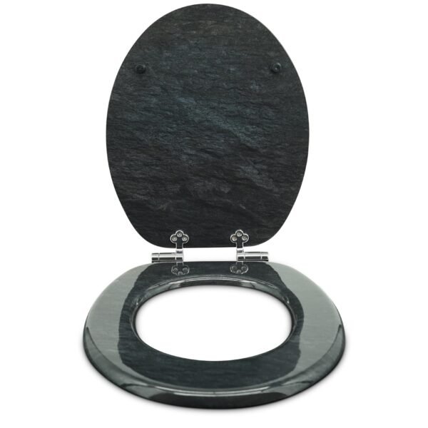 WC Sitz mit Absenkautomatik – hochwertige Toilettendeckel aus Holz – “Granit” – Bild 5