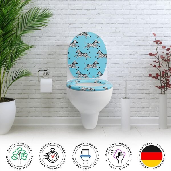 WC Sitz mit Absenkautomatik – hochwertige Toilettendeckel aus Holz – “Blue Zebra” – Bild 7